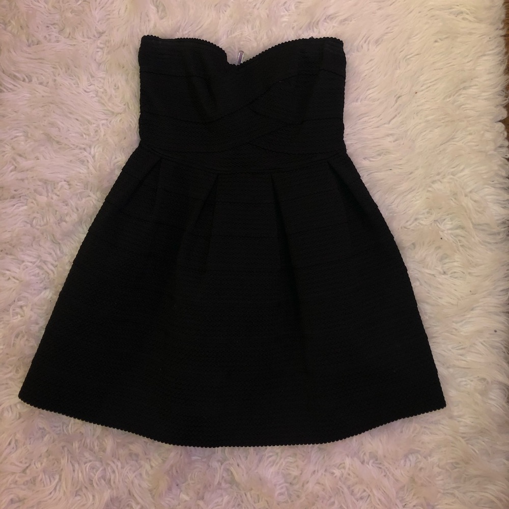 Black Elastic Skater Dress